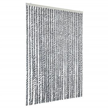 Cortina Antimoscas Chenilla Gris Negro Y Blanco 118x220 Cm