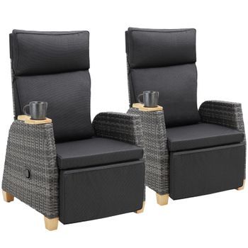 Sillón De Ratán Pescara Con Estructura De Aluminio Y Respaldo Ajustable Tectake