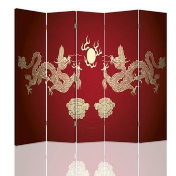 Biombo Chinese Dragon - Separador De Ambientes Cm. 180x180 (5 Paneles)
