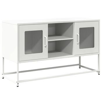 Mueble Para Tv | Mueble De Salón | Mesa De Tv De Acero Blanco 100,5x39x60,5 Cm