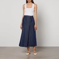 weekend max mara fischio denim skirt - uk 10 - navy