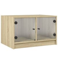 mesa de centro de diseno moderno con puertas de cristal 68 x 50 x 42 cm madera de ingenieria y cristal dec037733