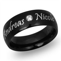 anillo de acero inoxidable negro con grabado laser incluido
