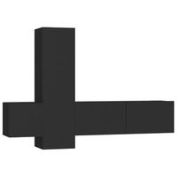set de muebles de salon tv 3 pzas madera de ingenieria negro vidaxl