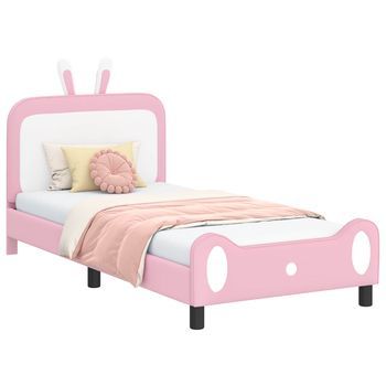 Cama Individual | Cama Para Niños Con Cabecero Con Cabecera Rosa 80 X 200 Cm Pu