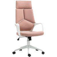 homcom silla de oficina de tela con balanceo altura ajustable y asiento giratorio 63x63x117-127 cm rosa