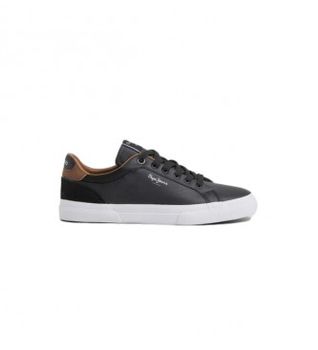 Pepe Jeans para hombre. PMS30839 Zapatillas Kenton Court negro (42), Piel, Plano, Cordones, Casual