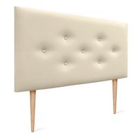 dhome cabecero de polipiel con 3 hileras intercaladas de botones y patas cabezal tapizado cama lujo vainilla 105cm