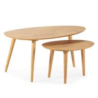 juego 2 mesas centro eclipse color roble madera maciza