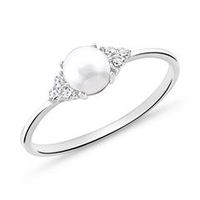 anillo de perlas para mujer de plata 925 con circonita cubica
