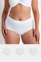 yours curve 3 pack white lace trim briefs