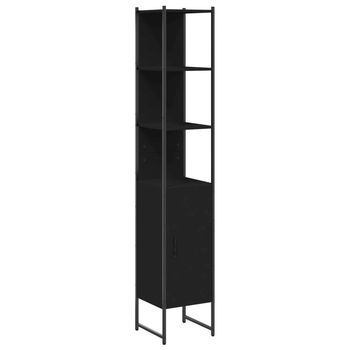 Armario De Baño | Mueble Baño Madera De Ingeniería Negro 33x33x185,5 Cm
