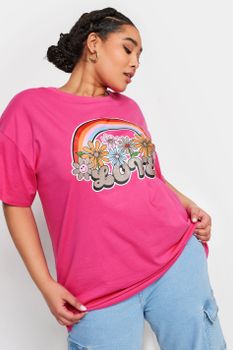 Yours Camiseta Fucsia Algodón Arcoíris 