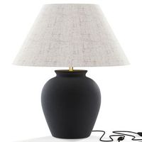 lampara de mesa vintage - base de ceramica y pantalla de tela - luno negro