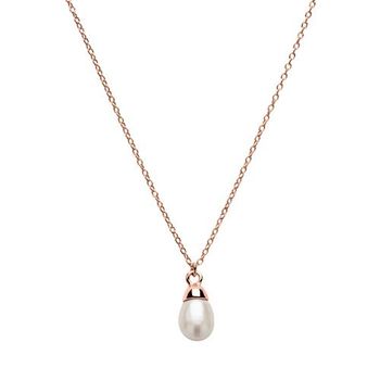 Cadena de mujer de plata chapada en oro rosa 925 con perla