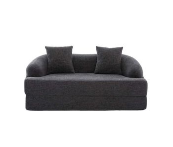 Sofá cama 2 plazas - sofá cama doble plegable 2 en 1 con 2 cojines - chenilla multifuncional para salón y habitación de invitados - gris oscuro