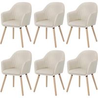 set 6 sillas de comedor de terciopelo - sillas para cocina sala de estar cafeteria - patas de madera maciza - crema - woltu
