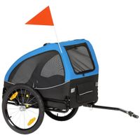 pawhut remolque plegable para perros con reflectores ventanas de malla ruedas puerta y bandera de seguridad para perros hasta 20 kg 138x70x89 cm azul   aosom espana