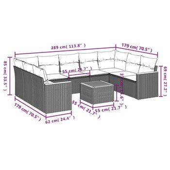 Conjunto De Sofás De Jardín (equipado Con Cojines, Incluyendo 10 Piezas)