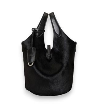 Polo Ralph Lauren para mujer. 428P23822001 Bolso tote Polo Play de pelo de becerro negro (OSFA), Casual, Piel