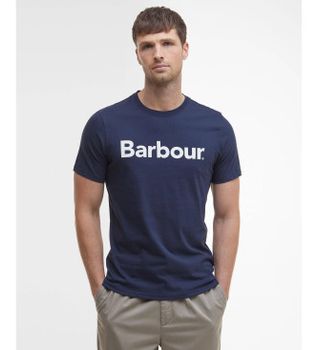 Barbour para hombre. MTS0531 Camiseta Logo marino (L), Casual, Algodón, Manga corta