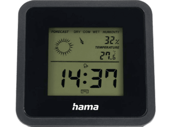 Estación meteorológica - Hama 00185890, Termómetro e Higrómetro «Borneo», Digital, Para Interiores, Negro