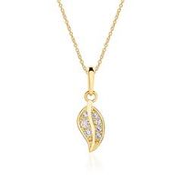 cadena de hojas para mujer en oro de 9 quilates con circonita