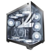 mars gaming mcv4 torre gaming custom xxl e-atx ventana cristal templado lateral y frontal sin marco estructura modular doble camara caja pc gaming negro rosa o blanco