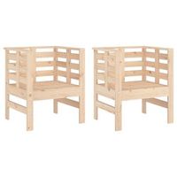 pack 2 uds sillas de jardin  silla de exterior  sillon madera maciza pino 615x53x71 cm