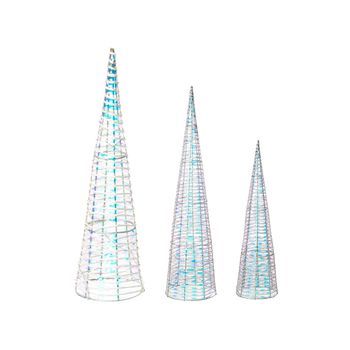 Decoraciones De Navidad Led De Interior Conjunto De 3 Árboles De Navidad Iluminado Blanco Sonder
