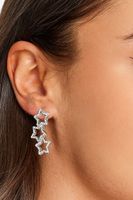 pendientes plateados de triple estrella