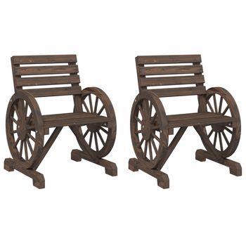 Pack 2 Uds Sillas De Jardín | Silla De Exterior | Sillón Madera Maciza De Abeto 58x58x78,5 Cm