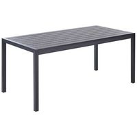 mesa de comedor de jardin para 6 personas aluminio madera plastica negro 180 x 90 cm vernio