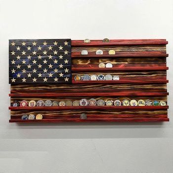 Exhibidor De Monedas Conmemorativas Con La Bandera De Estados Unidos, Hecho A Mano, Soporte De Escritorio, Decoración Para El Día De Los Caídos