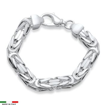 Pulsera bizantina para hombre en plata 925, 10 mm