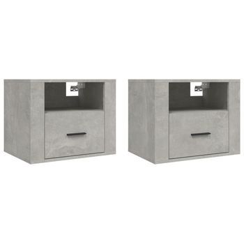 Mesitas De Noche De Pared 2 Uds Gris Hormigón 50x36x40 Cm Vidaxl