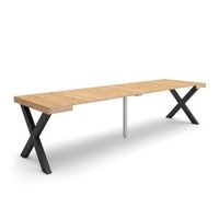 mesa consola extensible mesa comedor plegable 300 para 14 comensales patas madera maciza estilo moderno roble