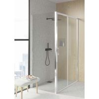 mampara de ducha angular cromo f2 - anti - cal 1 fija  1 corredera  lateral fijo - 80x100cm