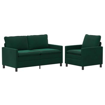 Juego De Sofá 2 Uds. Verde Oscuro Terciopelo Vidaxl
