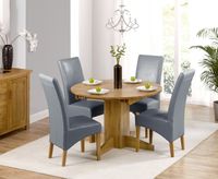 dorchester 120cm solid oak round extending dining table with cannes chairs - black 4 chairs