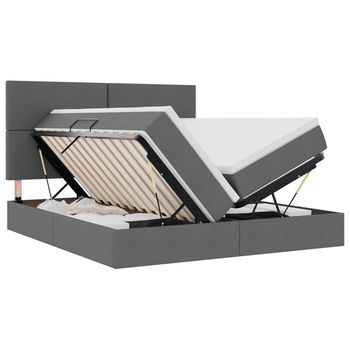 Cama Con Almacenamiento Gris Oscuro 200 X 200 Cm Tela Vidaxl