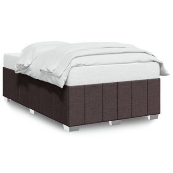 Cama De Matrimonio | Cama De Adulto | Estructura De Cama Sin Colchón Tela Marrón Oscuro 120x190 Cm