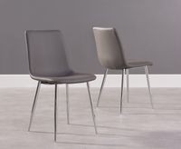 helsinki grey faux leather and chrome dining chairs - grey