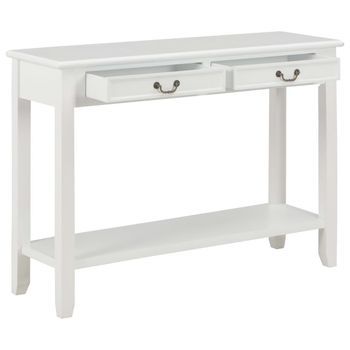 Mesa Consola | Mesa De Entrada | Mesa Auxiliar De Madera Blanco 110x35x80 Cm