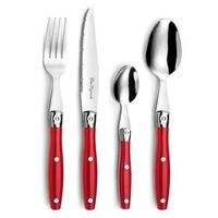 cuberteria de 24 piezas comptoir color rojo lou laguiole