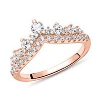 anillo con circonita de plata 925 chapada en oro rosa