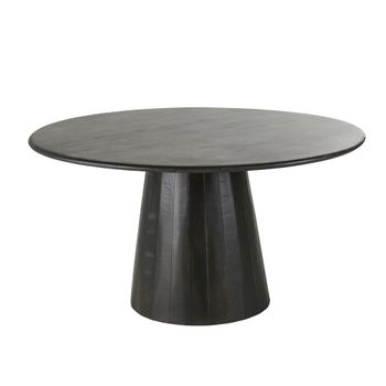 Mesa de comedor redonda de mango macizo negro Ø140 cm