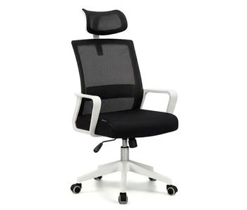 Silla de oficina ergonómica en blanco y negro 111-121x51 cm dafne tex