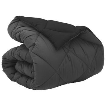 Edredón | Duvet De Invierno Negro Y Antracita 155 X 220 Cm Microfibra