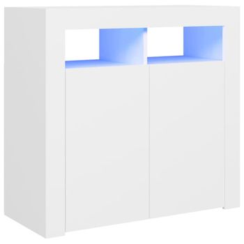 Aparador con luces led madera gris blanco 80x35x75 cm